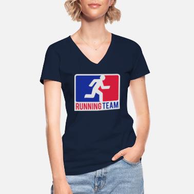 Bieżące Bieżące Logo Sport Team - Klasyczna koszulka damska z dekoltem w serek