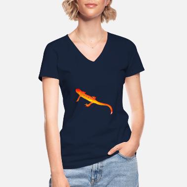 Traszka Traszka salamandra - Klasyczna koszulka damska z dekoltem w serek