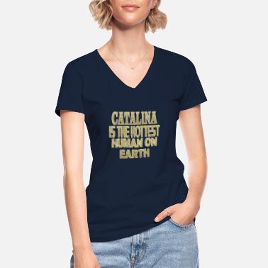 Catalina Catalina - Klassisk T-skjorte med V-hals for kvinner