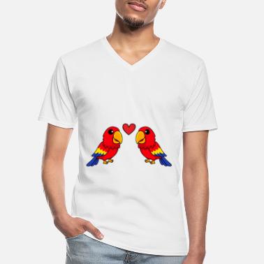 Spiritoso Papagai Comic Couple Love - Maglietta da uomo classica con scollo a V