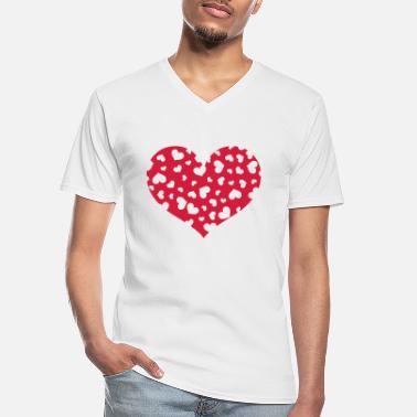 Setki Setki Serca - Klasyczna koszulka męska z dekoltem w serek