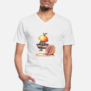 Owoce Grejpfrut Vulva - Klasyczna koszulka męska z dekoltem w serek