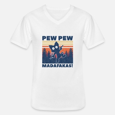 Pew Pew Madafakas Katze Vintage Shirtracer Tailliertes Tshirt für Damen und Frauen T-Shirt Statement