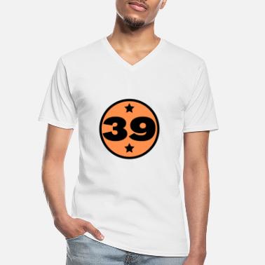 Antall Numre Som Er 39 trettini sirkel oransje svart alder bursdag - Klassisk T-skjorte med V-hals for menn