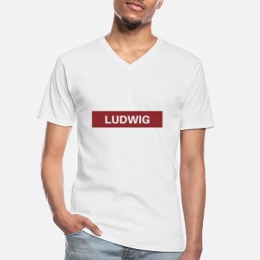 Ludwig Ludwig - Klasyczna koszulka męska z dekoltem w serek