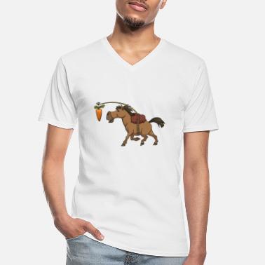 Ratsastus Horse porkkana porkkana ratsastus - Klassinen miesten t-paita v-pääntiellä