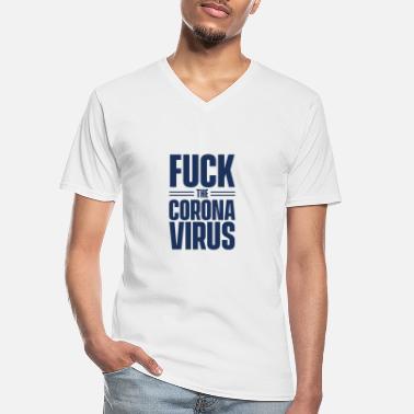 Epidemia Pandemia wirusa korony Pandemiczna epidemia koronawirusa Wuhan - Klasyczna koszulka męska z dekoltem w serek