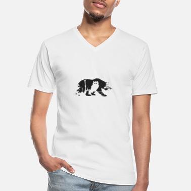 Natura Niedźwiedź - Sowa - Natura - Klasyczna koszulka męska z dekoltem w serek