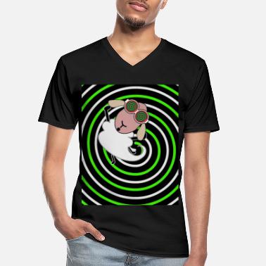 Spirala Owce w wirze tunelu czasu. - Klasyczna koszulka męska z dekoltem w serek