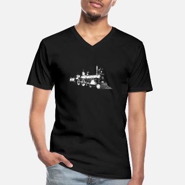 Model Model Railway - Klasyczna koszulka męska z dekoltem w serek