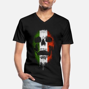 Trefarget Italia, trefarget flaggskalle - Klassisk T-skjorte med V-hals for menn