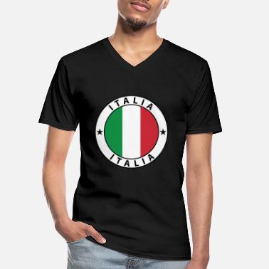 Południowy Italia - Klasyczna koszulka męska z dekoltem w serek