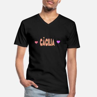 Cecilie Cecilia - Klassisk T-skjorte med V-hals for menn