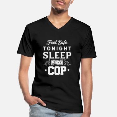 Hilfssherriff Schlafen Sie mit einem Polizisten Lustige Polizeikleidung - Männer-T-Shirt mit V-Ausschnitt