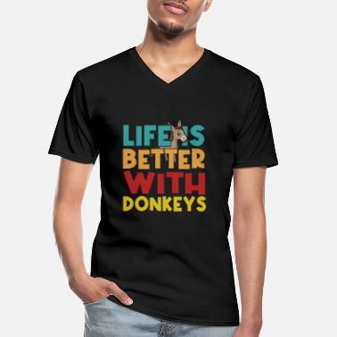 Général La vie avec les ânes Ironic Mule Farm Animal - T-shirt col V Homme