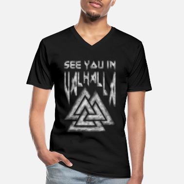 Triangle Valknut Valhalla Odin&#39;s Thors Triangle Wotan&#39;s Knot - T-shirt col V Homme