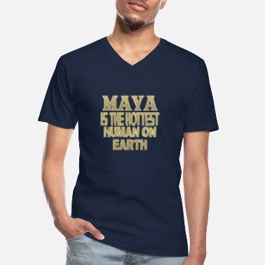 Maya maya - Klassinen miesten t-paita v-pääntiellä