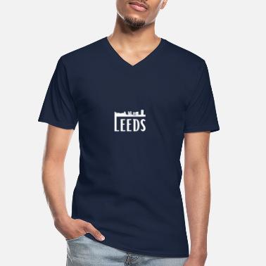 Frodag Leed Storbritannia skyline gaveide - Klassisk T-skjorte med V-hals for menn