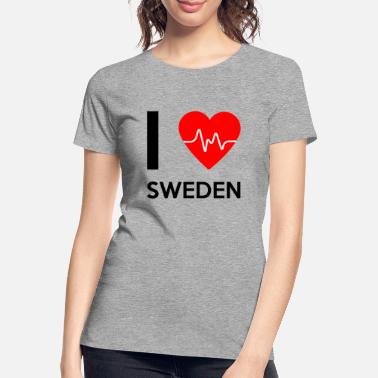 I Love I Love Sweden - I Love Sweden - Naisten premium luomu-t-paita