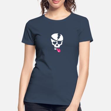 Herzaugen totenkopf mit zunge und augenklappe - Premium økologisk T-skjorte for kvinner
