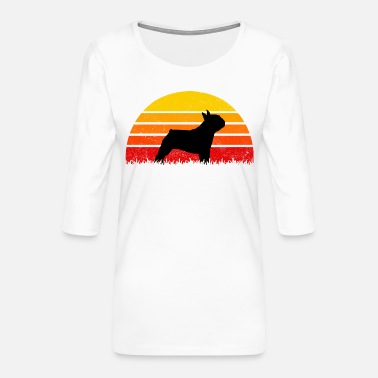 Silhuett Fransk bulldog solnedgangshunder - Premium T-skjorte med 3/4 erme for kvinner