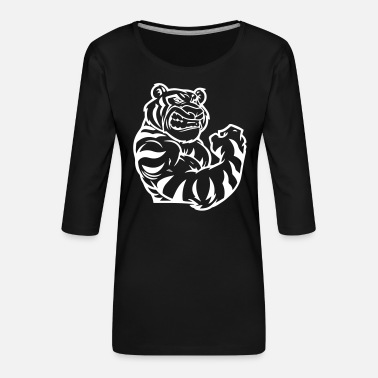 Muskel tiger biceps - Premium T-skjorte med 3/4 erme for kvinner