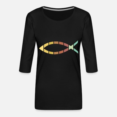 Jesus Fisk Jesus fisk - Premium T-skjorte med 3/4 erme for kvinner
