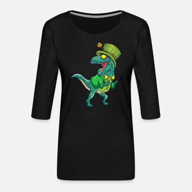 Rex Dino Trexin dinosauruksen Pyhän Patrickin päivä - Naisten premium 3/4-hihainen paita