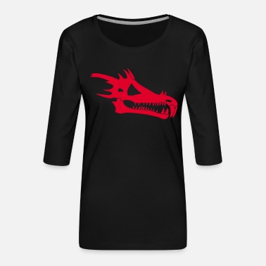 Dragon Rouge Crâne de dragon rouge - T-shirt Premium manches 3/4 Femme