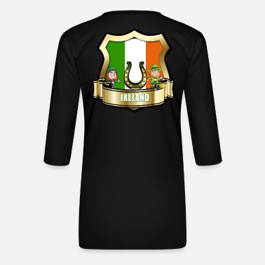 I Love Irlandii Flaga Irlandii Złota Tarcza i krasnoludek - Koszulka damska Premium z rękawem 3/4