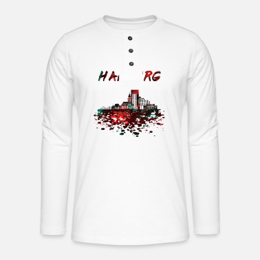 Kietz Hamburg Skyline / Hansestadt Kietz Elbe Reeperbahn - T-shirt manches longues Henley