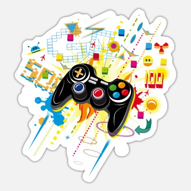 Coole Gamepad Videogames mit verschiedenen Symbolen - Sticker