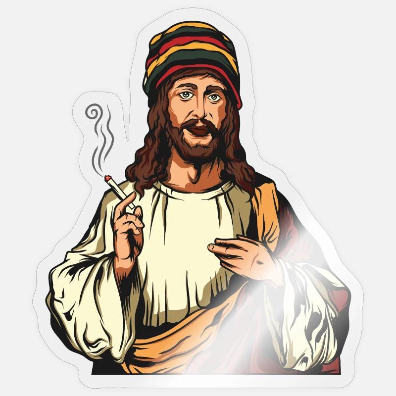 Joint Jesus Fumer De L Herbe De Cannabis Chanvre Rasta 4 Autocollant Spreadshirt Joint Jesus Fumer De L Herbe De Cannabis Chanvre Rasta 4 Autocollant Spreadshirt