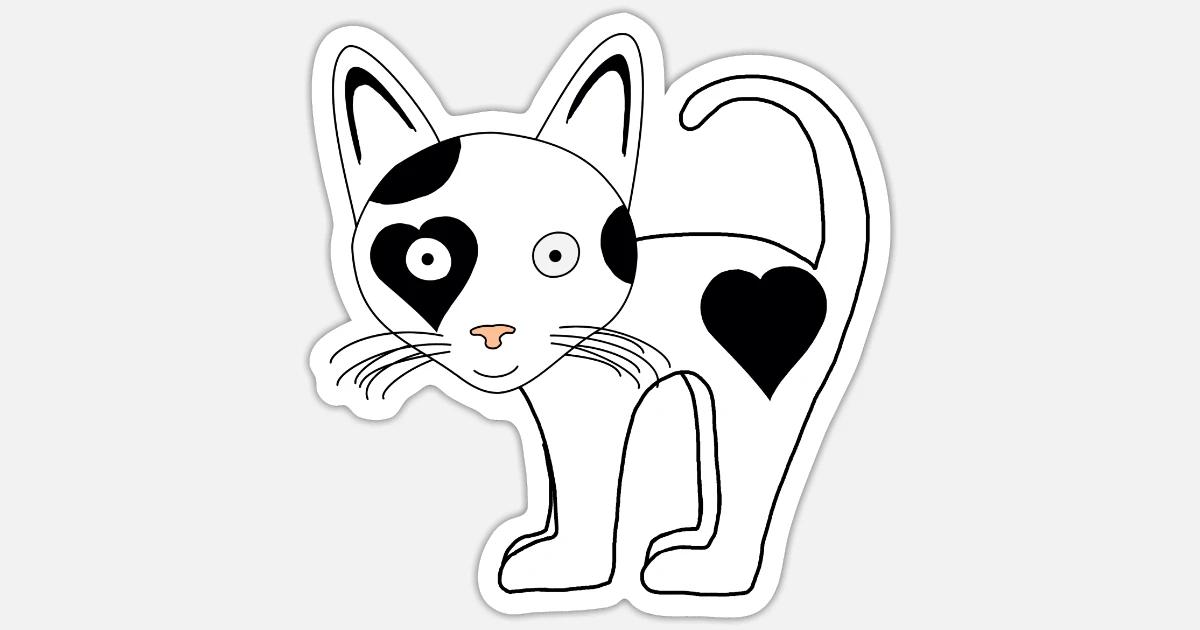 Petit Mignon Coeur Chat Dessin Autocollant Spreadshirt