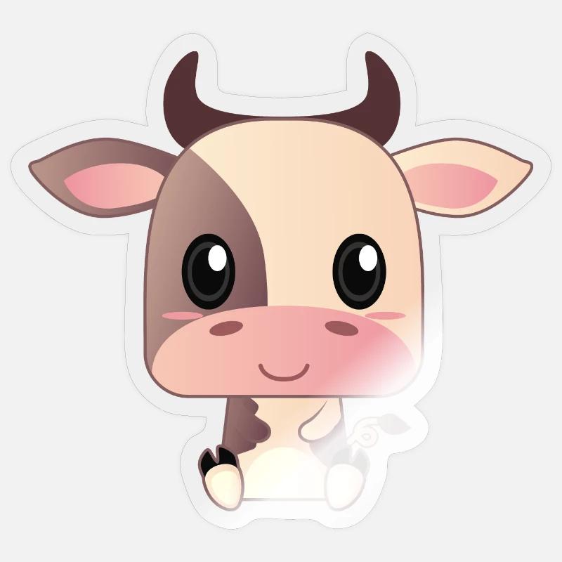 Dessin Anime Mignon Bebe Vache Autocollant Spreadshirt