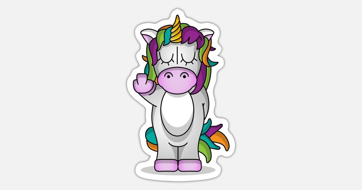 Unicorn Middle Finger With Stars Funny Vinyl Decal FREE SHIPPING