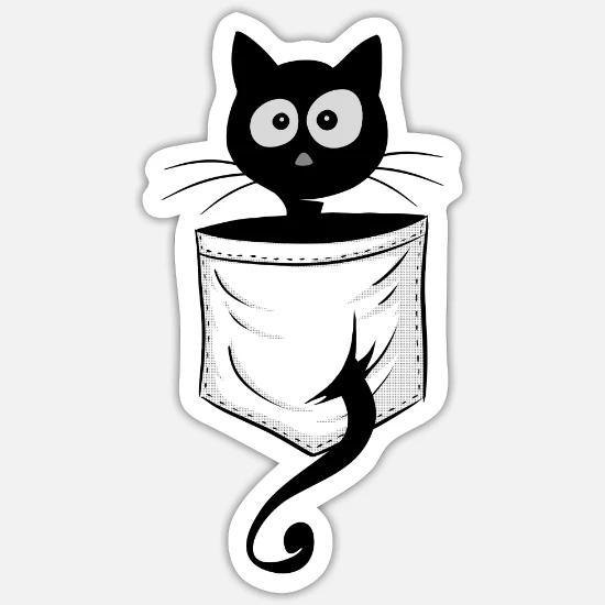 Chat Noir Comique Chaton Chaton Dans La Poche Autocollant Spreadshirt Chat Noir Comique Chaton Chaton Dans La Poche Autocollant Spreadshirt
