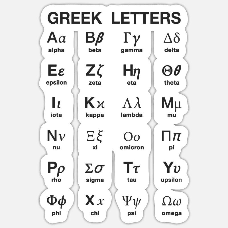 Greek Letters Stickers Unique Designs Spreadshirt