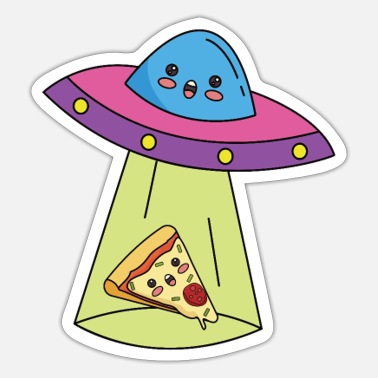Ufo Pizza Comic Filles mignonnes mecs - Autocollant