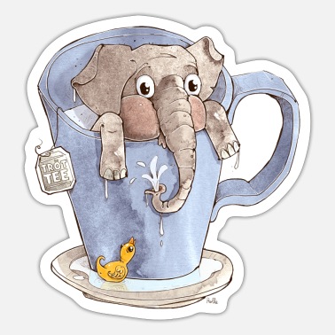 Elefant in der Tasse - Sticker