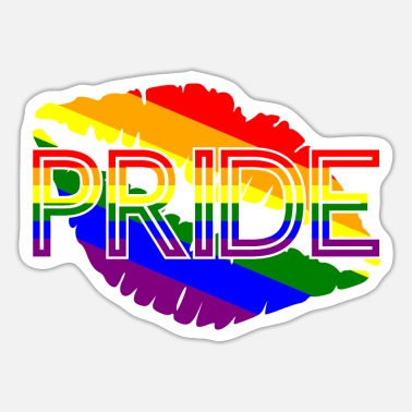Rainbow Gay pride kiss - Sticker