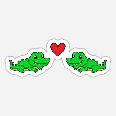 Crocodile Alligator Comic Animal Couple Love - Sticker