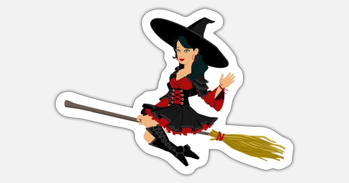 Witch on broom' Sticker | Spreadshirt
