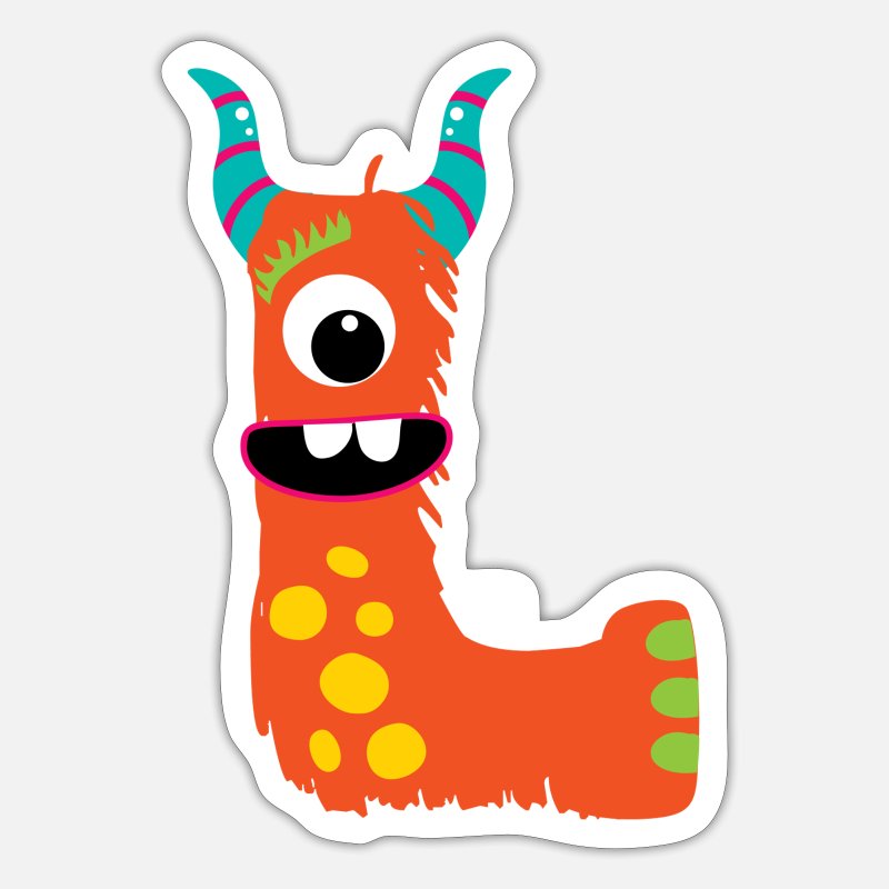 Letter L Gift monster funny first name with L' Sticker | Spreadshirt