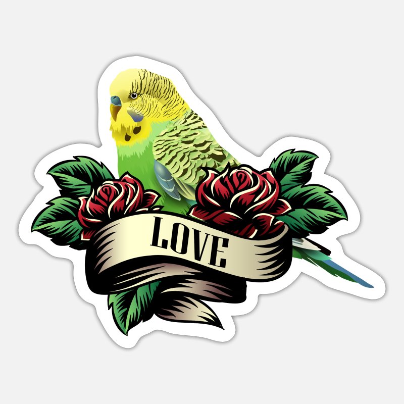 Budgerigar bird gift tattoo love parrot' Sticker | Spreadshirt
