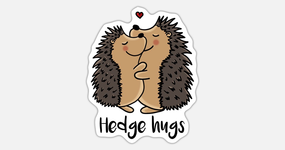 abrazos de erizo abrazo romántico cómic de dibujos animados románticos'  Pegatina | Spreadshirt