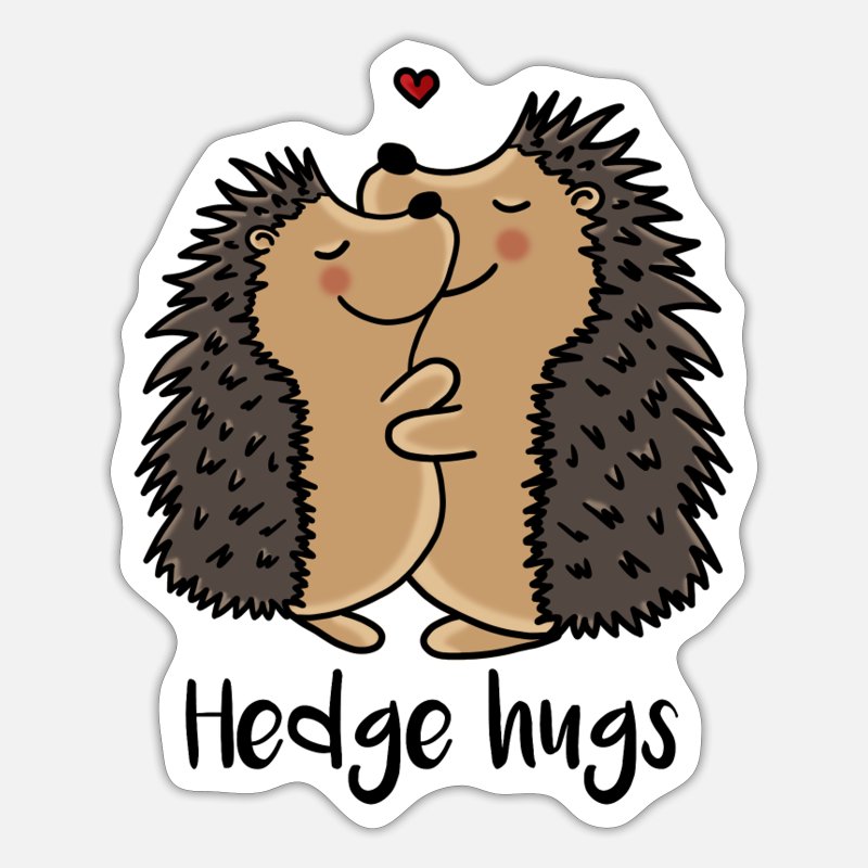 abrazos de erizo abrazo romántico cómic de dibujos animados románticos'  Pegatina | Spreadshirt