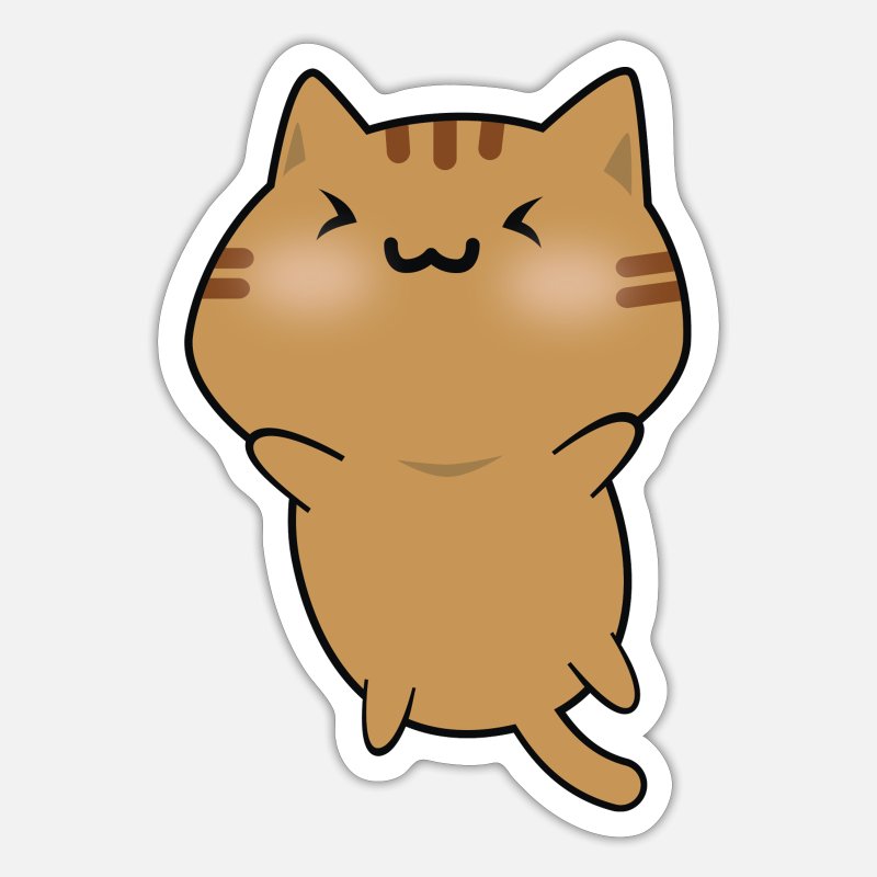 Cute Happy Brown Cat Cartoon' Sticker | Spreadshirt