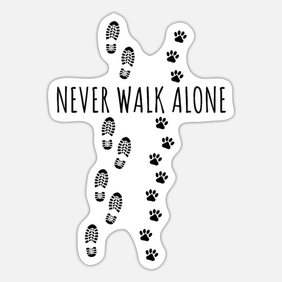 Mattweiß Never Walk Alone Hund Pfotenabdrücke Fussabdrücke Sticker 10 x 10 cm 