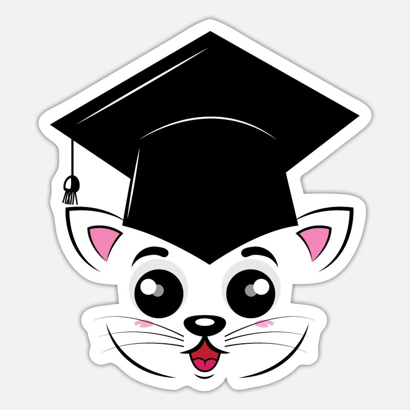 Dibujos animados de gato graduado' Pegatina | Spreadshirt